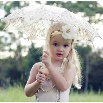 Ivory white summer wedding umbrella lace