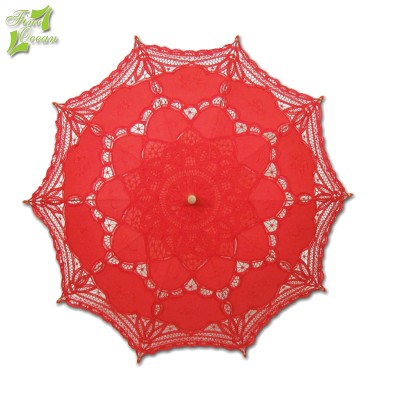 Chinese antique fancy cotton lace parasol umbrella for lady wedding