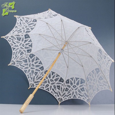 Battenburg Bridal Lace Pure Cotton Umbrella Embroidery Wedding Sun Parasol