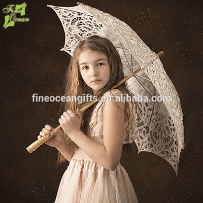 Fancy mini dolls battenburg lace embroidery wedding parasol umbrella